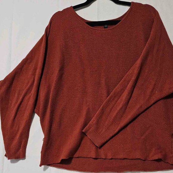 Cyrus Rust Red Textured Knit Sweater – Relaxed Fit Long Sleeve - Picture 1 of 4